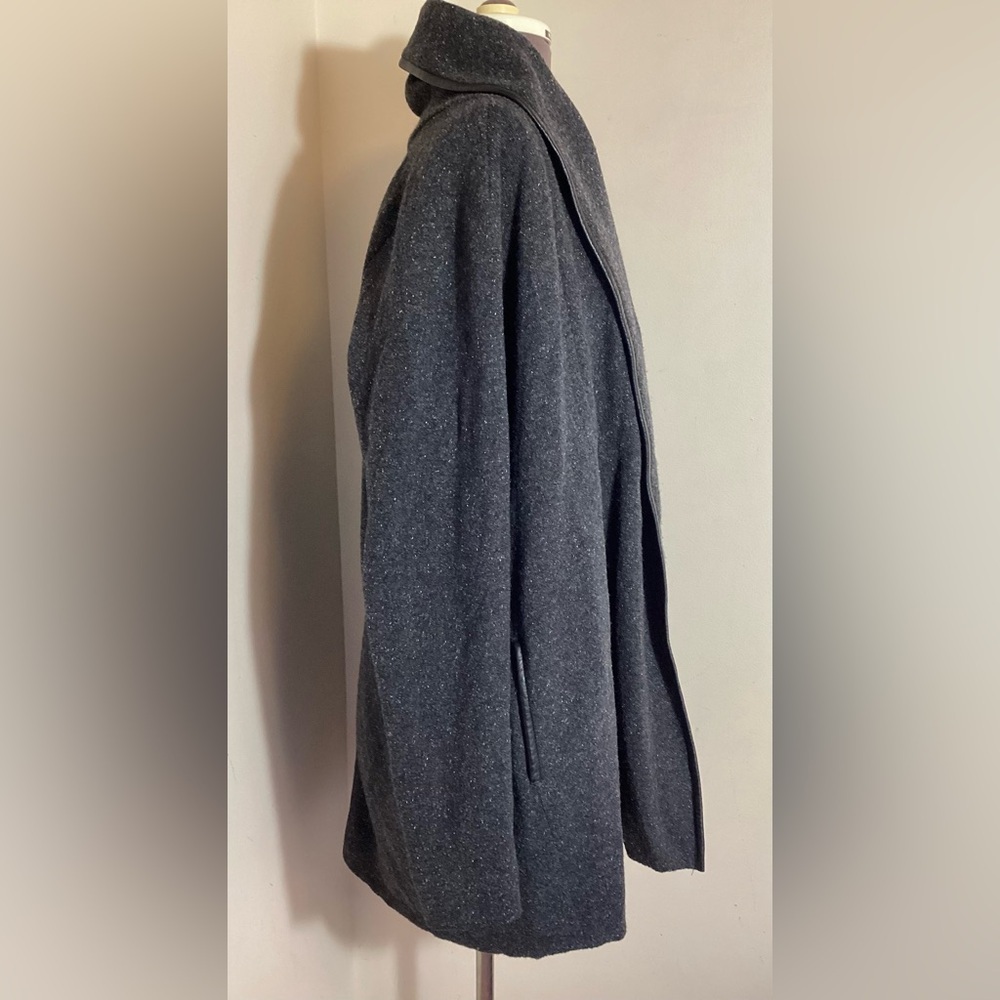 VINCE Leather Trim Cardigan Cashmere Wool Silk - Picture 2 of 16